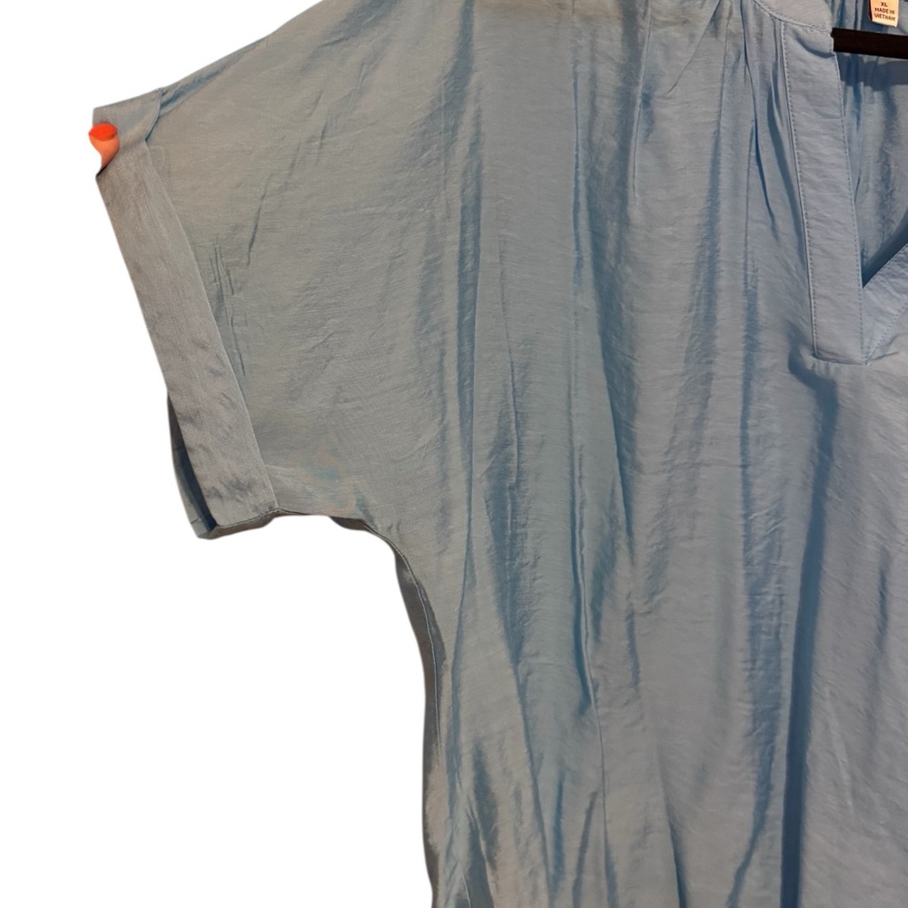 NWT  Blue Dolman Sleeve Blouse with Mandarin Collar XLARG   #W - Picture 4 of 10
